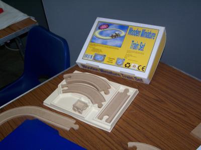 picture of Packaged low cost wooden train set